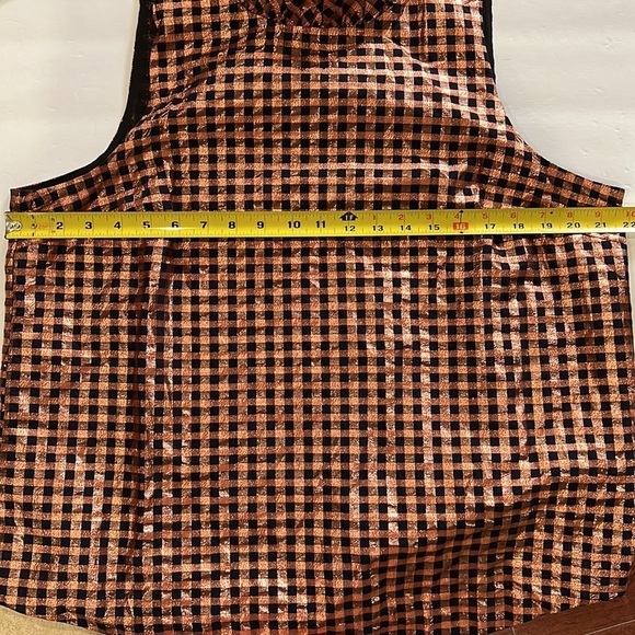 J.Crew Copper and Black Metallic Plaid Top Ruffle Neck in size L - Picture 5 of 8